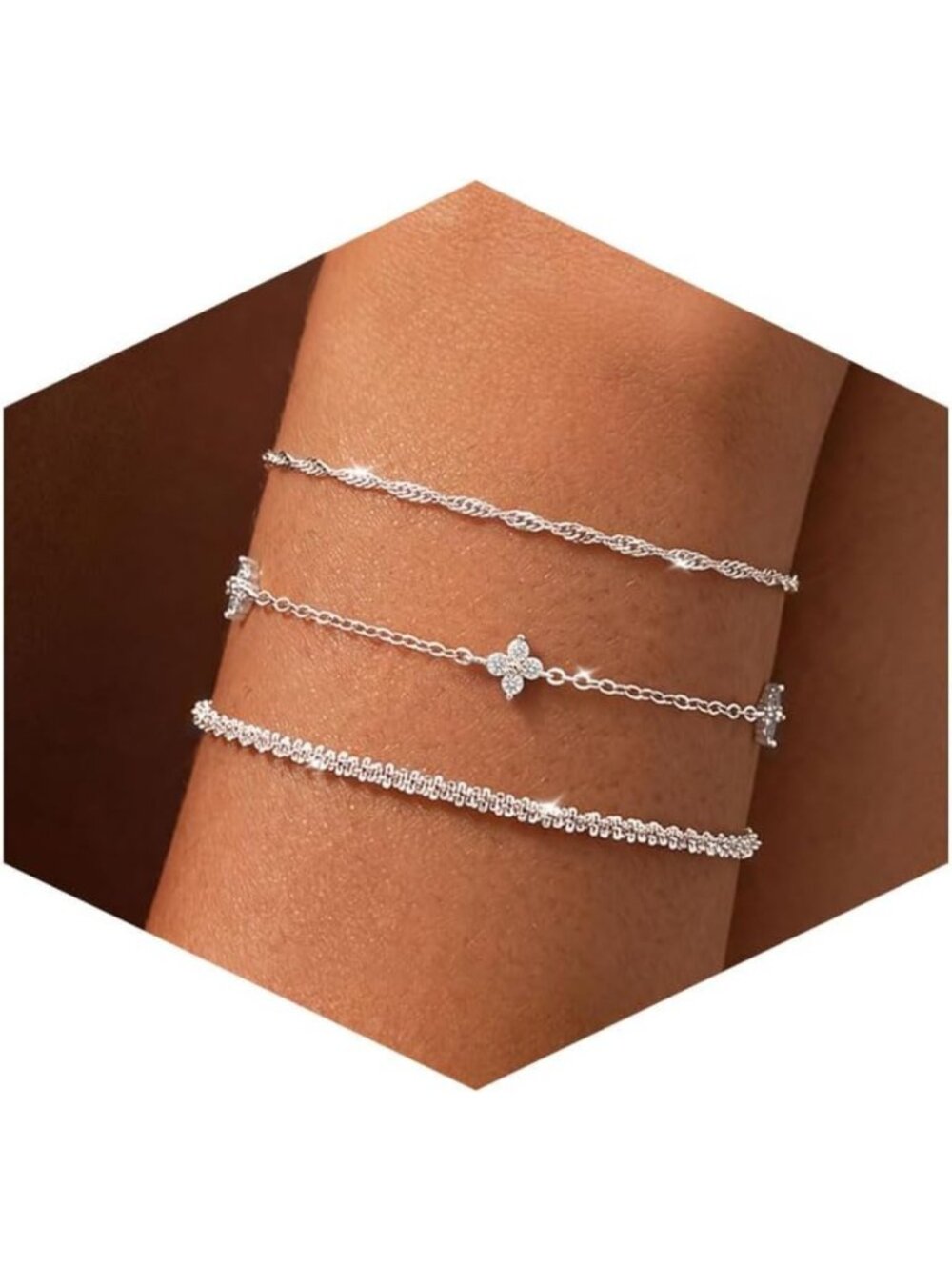 14K Gold Plated Stackable Link Bracelet Set for Women - Elegant Fashion Jewelry